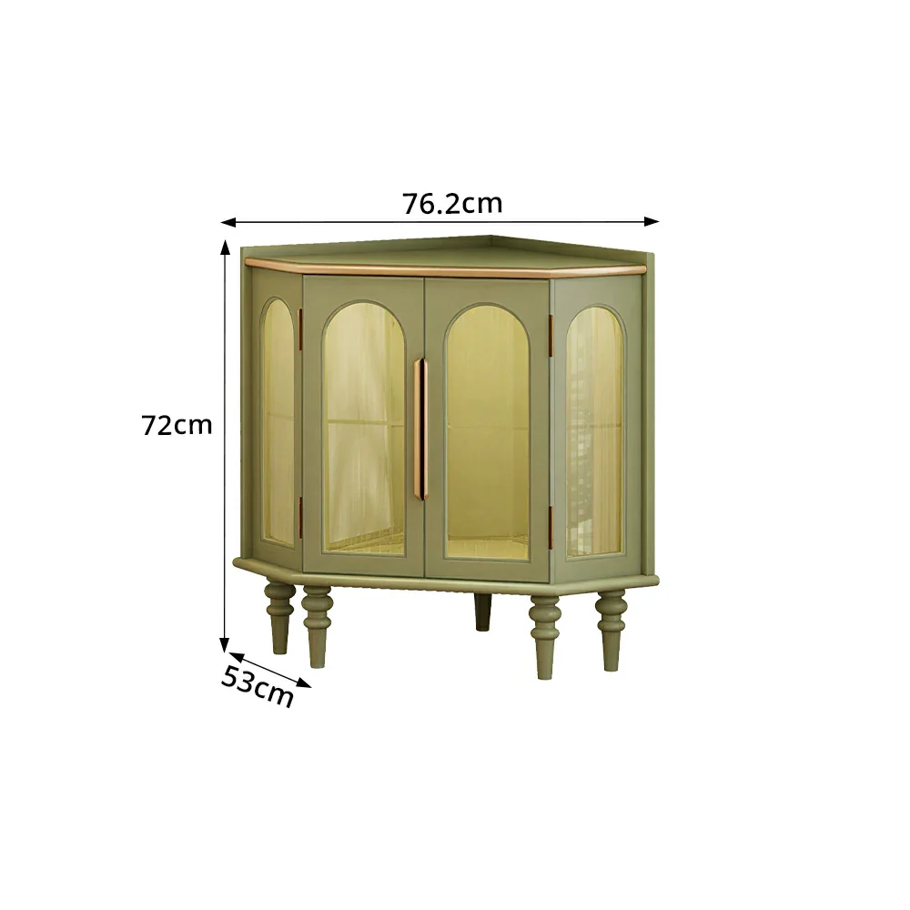 LUXORA Corner Display Cabinet Raised Wood Leg Storage Unit for Entryway Dining Room - Green - Image 7
