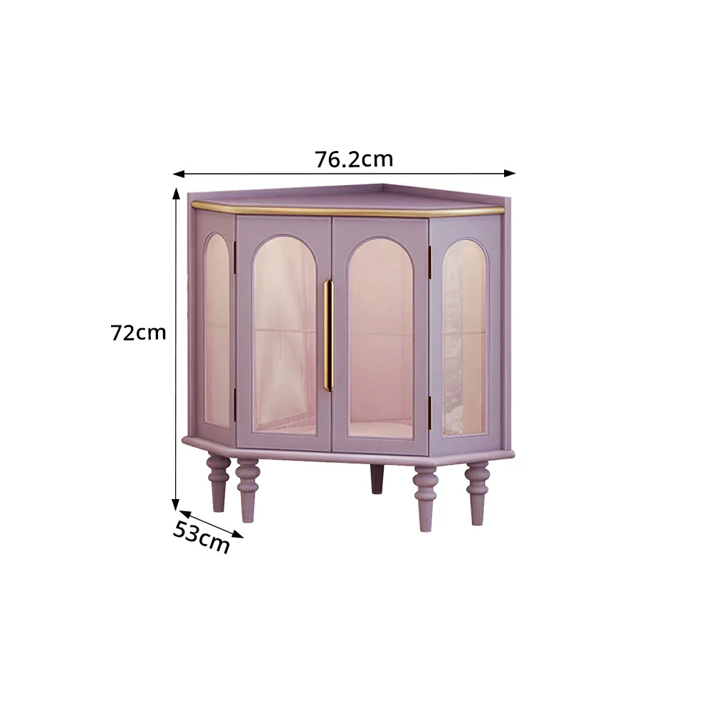LUXORA Corner Display Cabinet Raised Wood Leg Storage Unit for Entryway Dining Room - Purple - Image 8