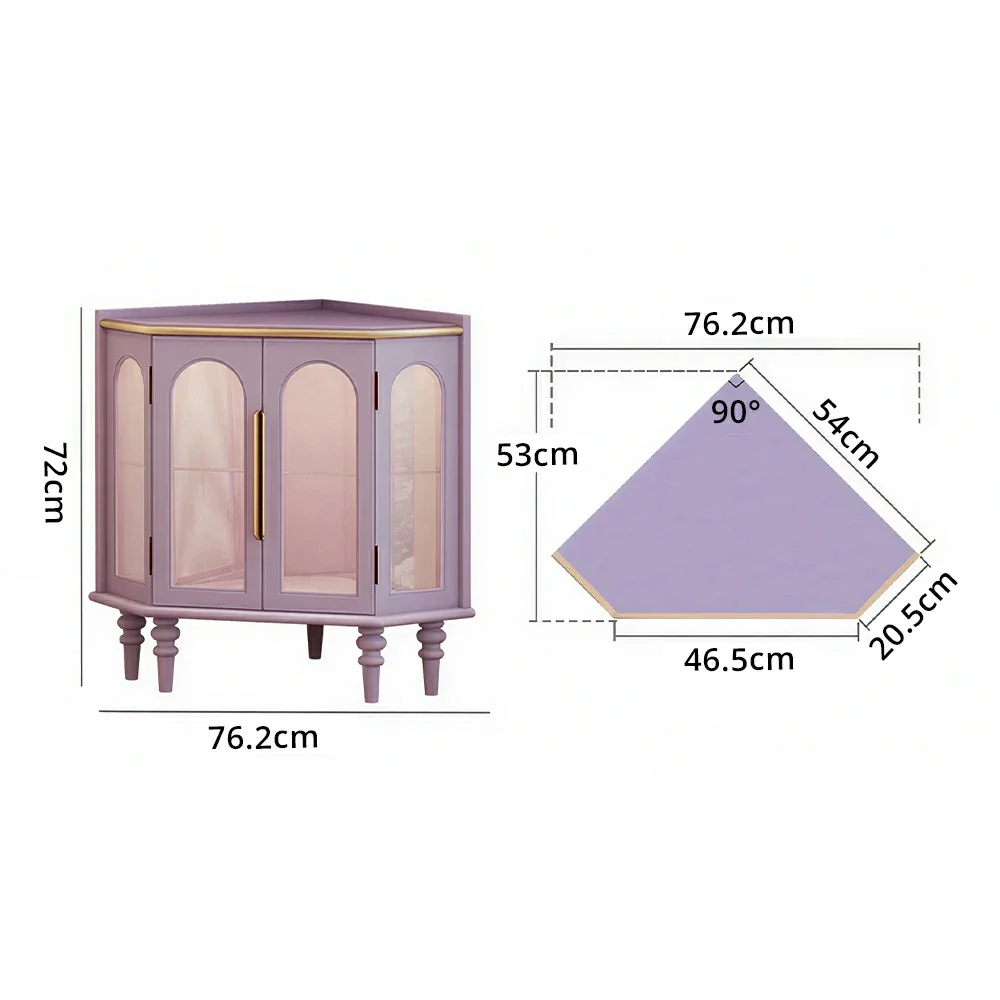 LUXORA Corner Display Cabinet Raised Wood Leg Storage Unit for Entryway Dining Room - Purple - Image 9