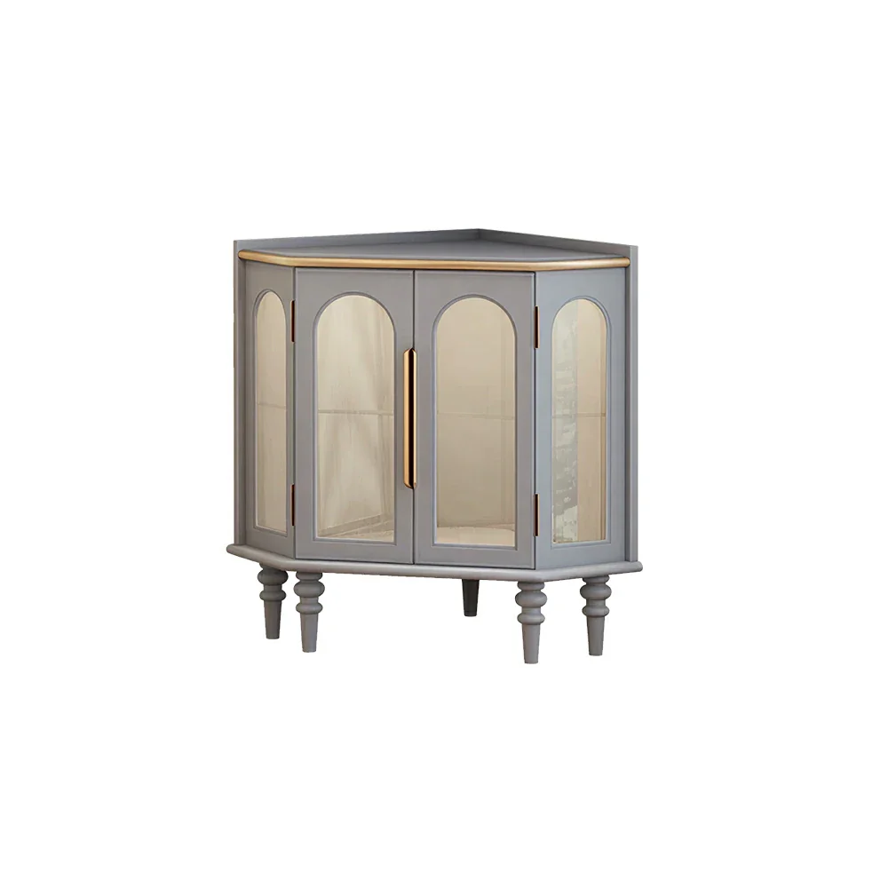 LUXORA Corner Display Cabinet Raised Wood Leg Storage Unit for Entryway Dining Room - Blue
