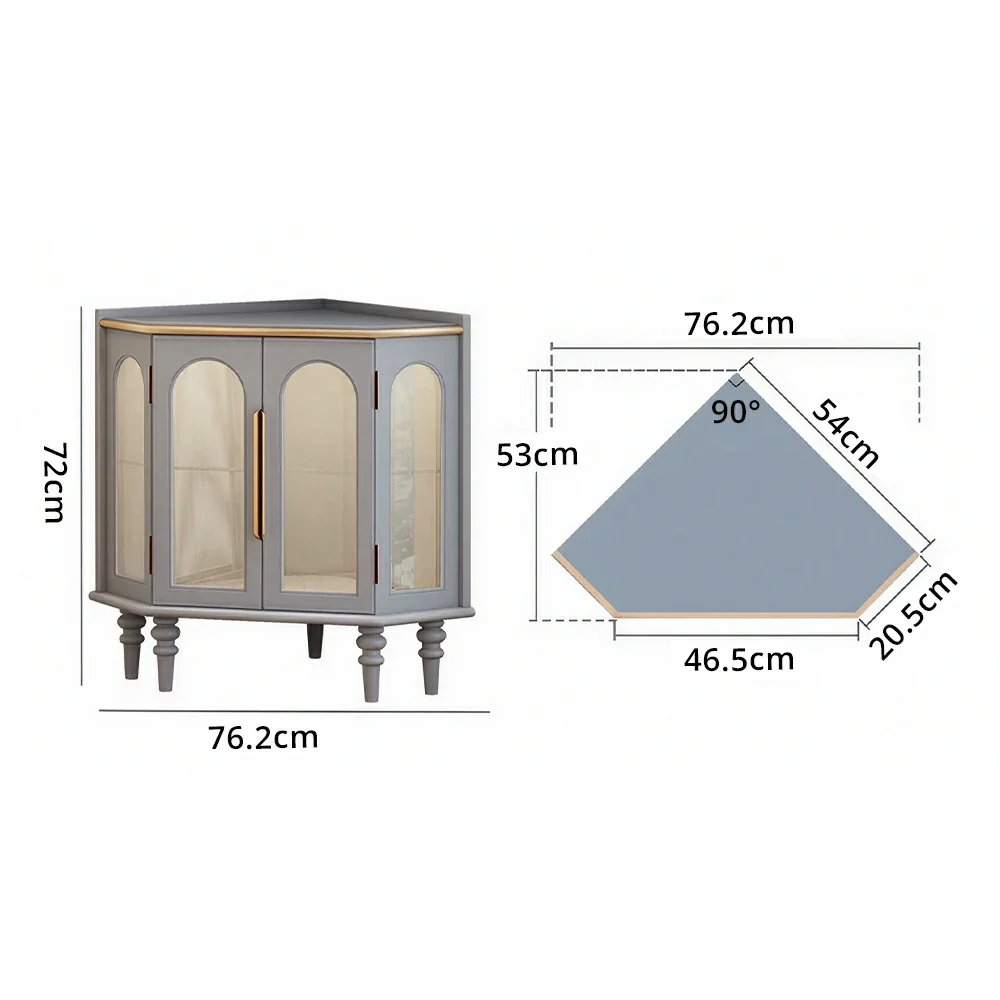 LUXORA Corner Display Cabinet Raised Wood Leg Storage Unit for Entryway Dining Room - Blue - Image 9