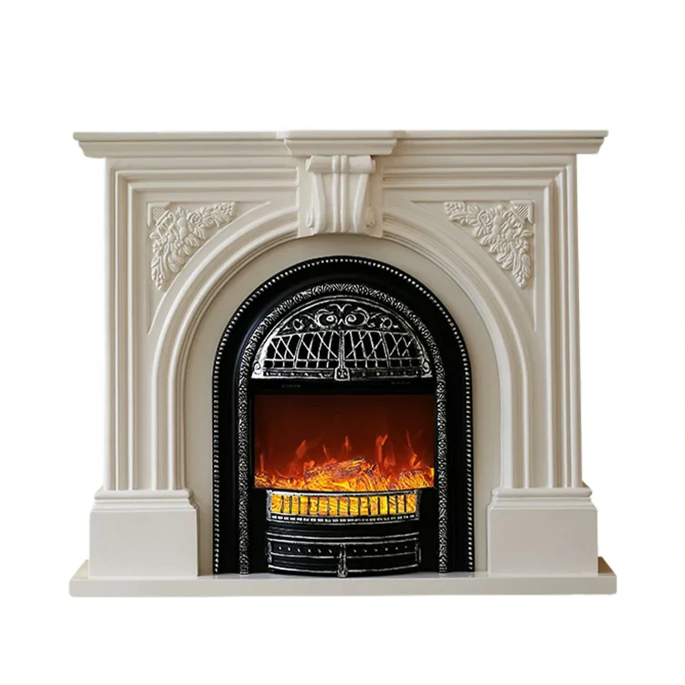 LIVARA 130cm Decorative Fireplace Mantel - Ivory White Solid Wood Frame, Birdcage Flame Core Insert, Elegant Classic Design - Image 6