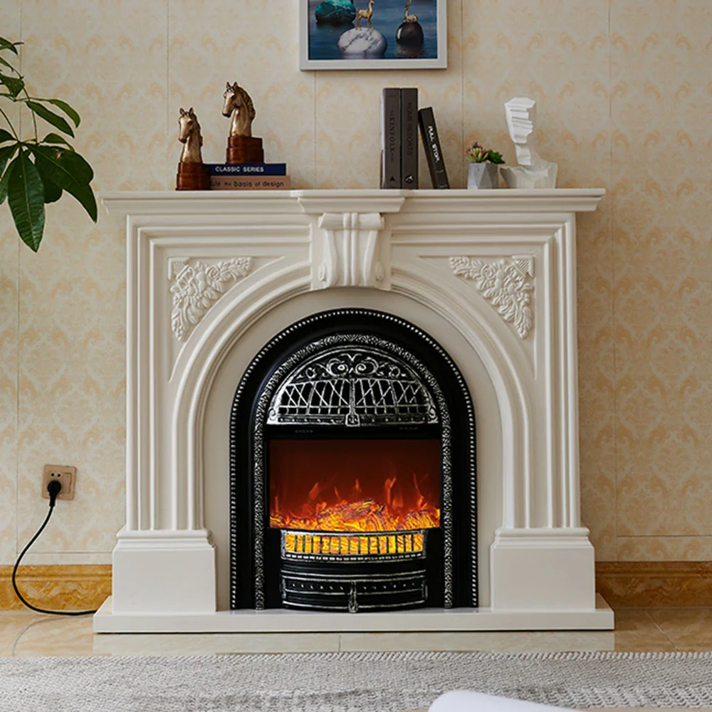 LIVARA 130cm Decorative Fireplace Mantel - Ivory White Solid Wood Frame, Birdcage Flame Core Insert, Elegant Classic Design - Image 9