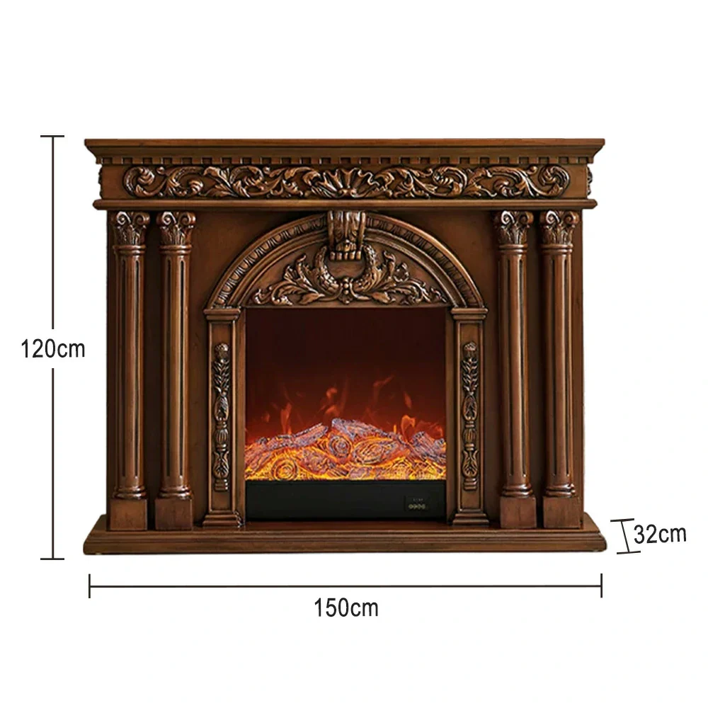 LIVARA 150cm Electric Fireplace TV Cabinet – Solid Wood Frame, 3D Flame Effect, Dual Core Options, Realistic Flame, Remote Control, Functional Storage - Brown - Image 5