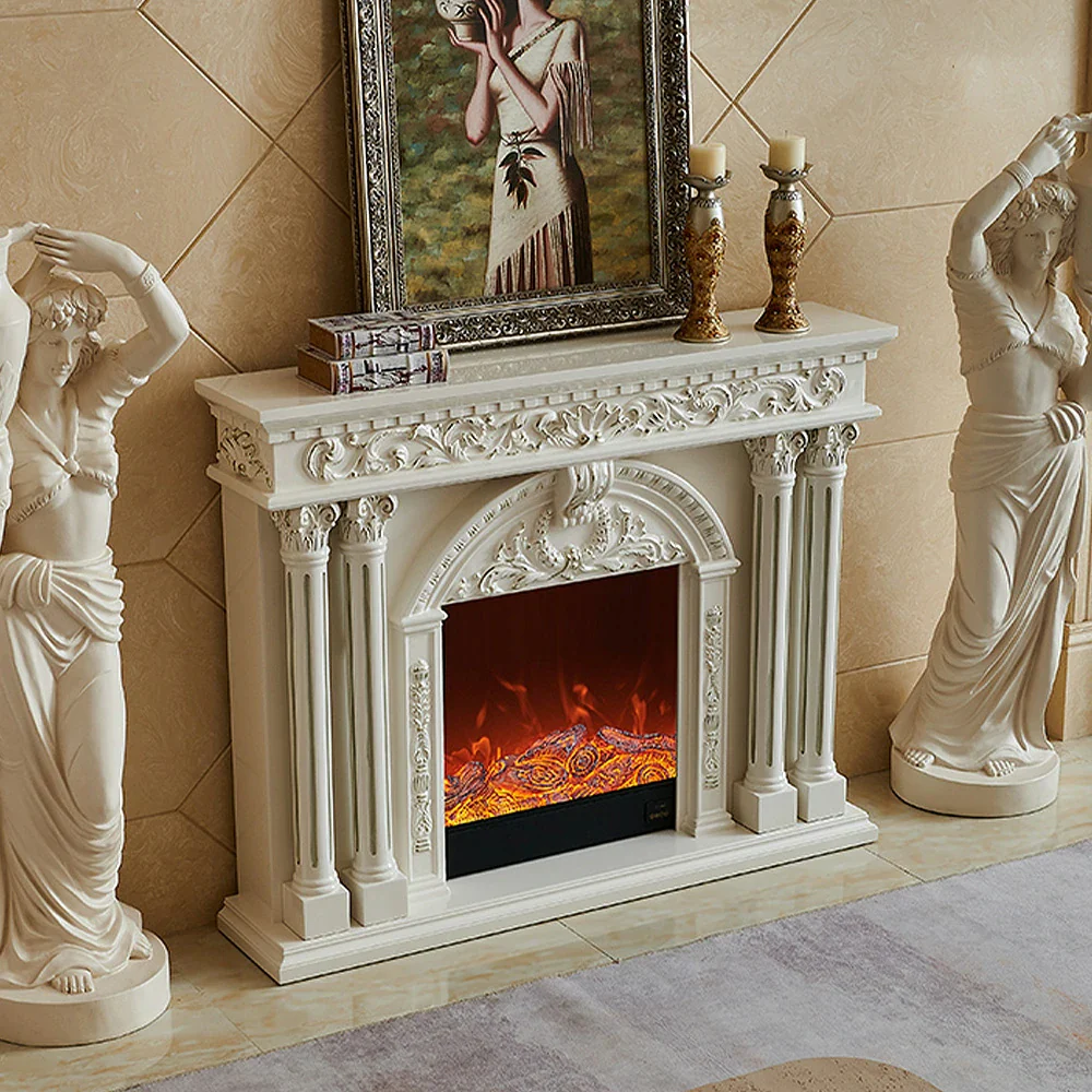 LIVARA 150cm Electric Fireplace TV Cabinet – Solid Wood Frame, 3D Flame Effect, Dual Core Options, Realistic Flame, Remote Control, Functional Storage - White - Image 4
