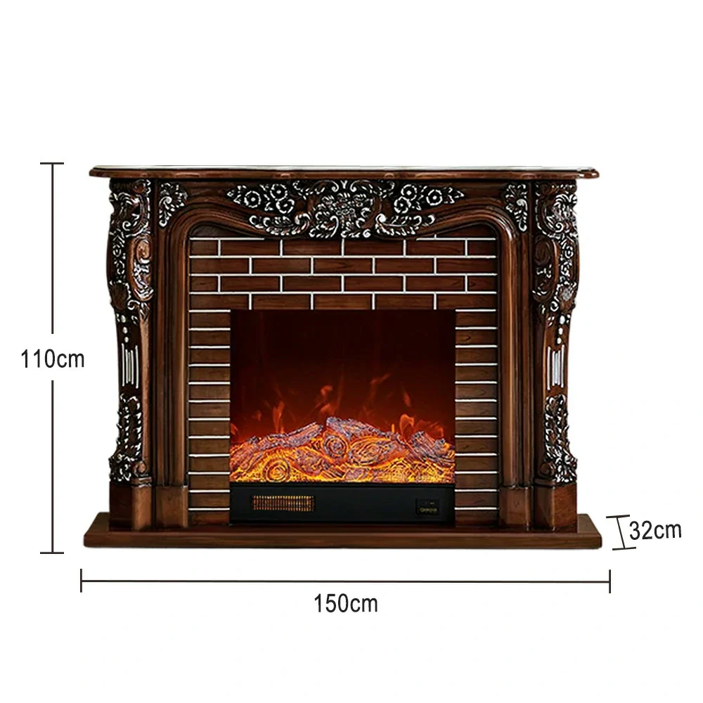 LIVARA 150cm Electric Fireplace TV Cabinet – Solid Wood Frame, 3D Flame Effect, Dual Core Options, Realistic Flame, Remote Control, Functional Storage - Brown - Image 10