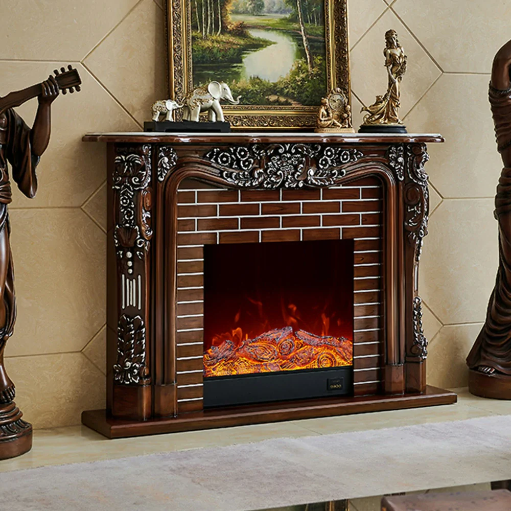 LIVARA 150cm Electric Fireplace TV Cabinet – Solid Wood Frame, 3D Flame Effect, Dual Core Options, Realistic Flame, Remote Control, Functional Storage - Brown - Image 4