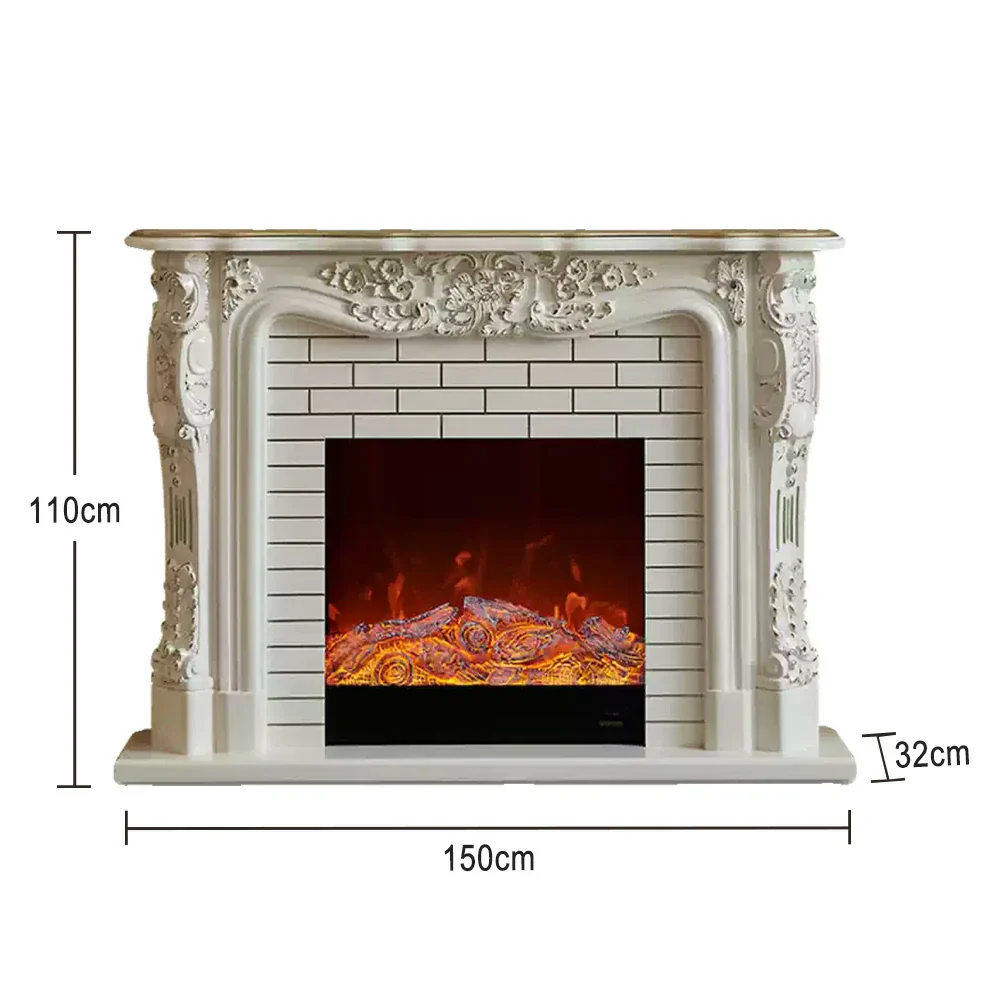 LIVARA 150cm Electric Fireplace TV Cabinet – Solid Wood Frame, 3D Flame Effect, Dual Core Options, Realistic Flame, Remote Control, Functional Storage - White - Image 5