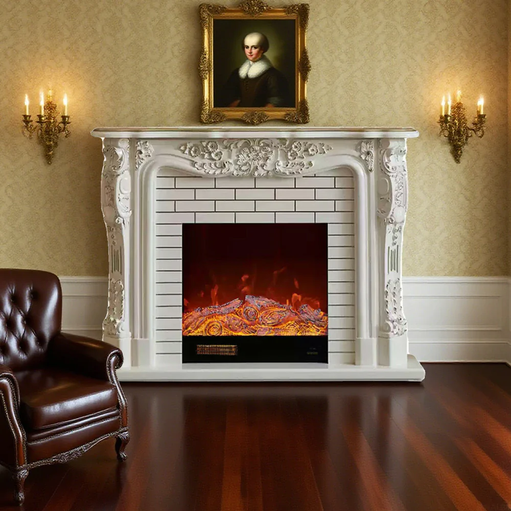 LIVARA 150cm Electric Fireplace TV Cabinet – Solid Wood Frame, 3D Flame Effect, Dual Core Options, Realistic Flame, Remote Control, Functional Storage - White - Image 7