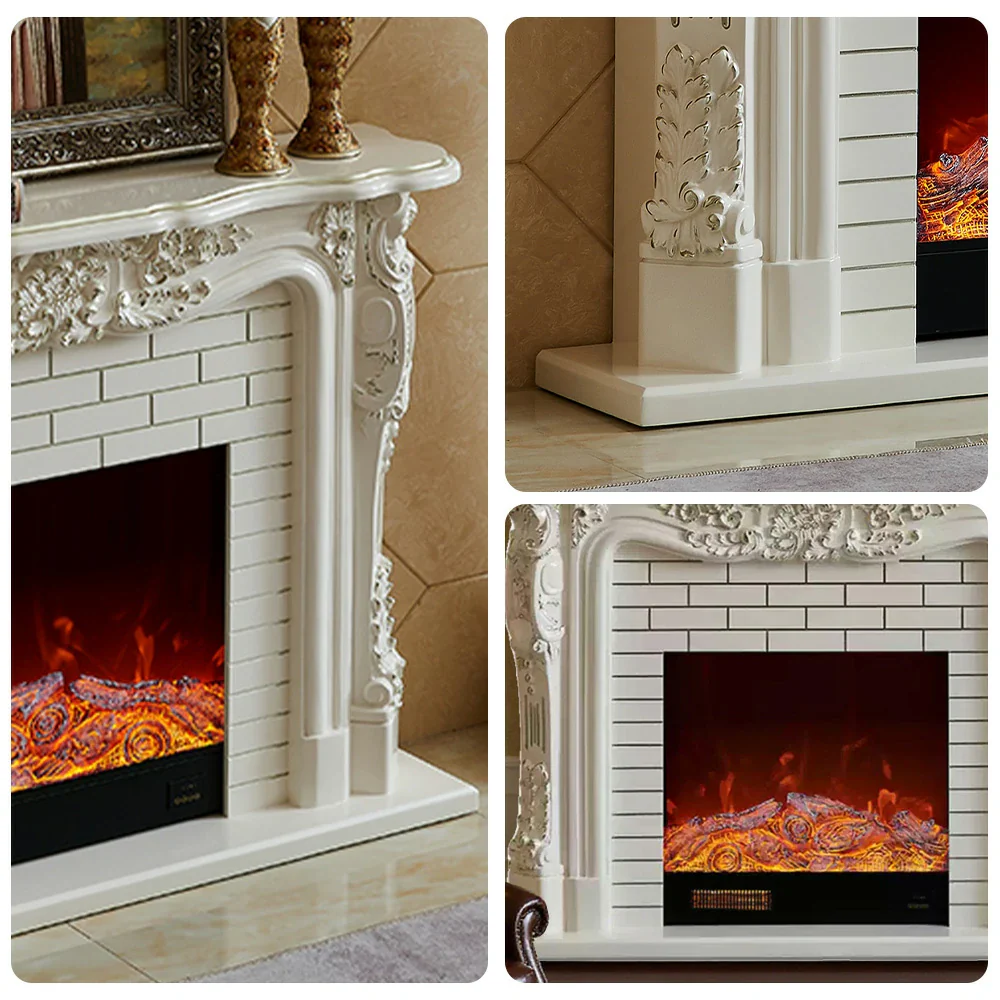 LIVARA 150cm Electric Fireplace TV Cabinet – Solid Wood Frame, 3D Flame Effect, Dual Core Options, Realistic Flame, Remote Control, Functional Storage - White - Image 8