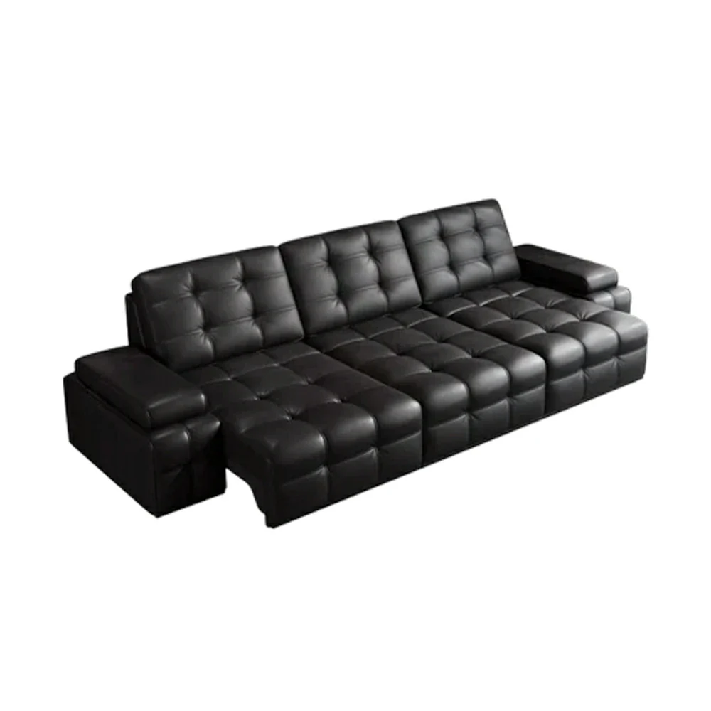 LUXORA 2.7/3.6m Triple Electric Recliner Sofa Zero-Wall Design Multi-Mode Adjustable Backrest Ergonomic Comfort Top-Grain Leather - Black