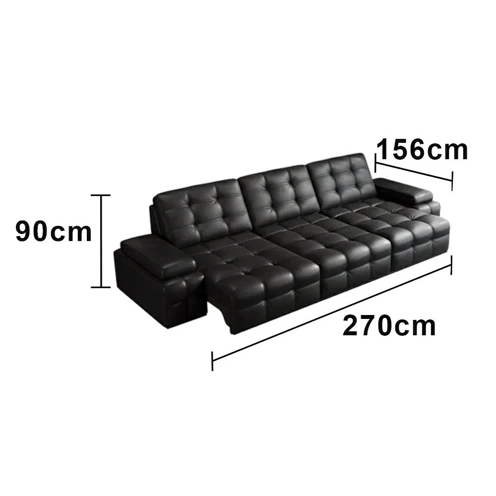 LUXORA 2.7/3.6m Triple Electric Recliner Sofa Zero-Wall Design Multi-Mode Adjustable Backrest Ergonomic Comfort Top-Grain Leather - Black - Image 5