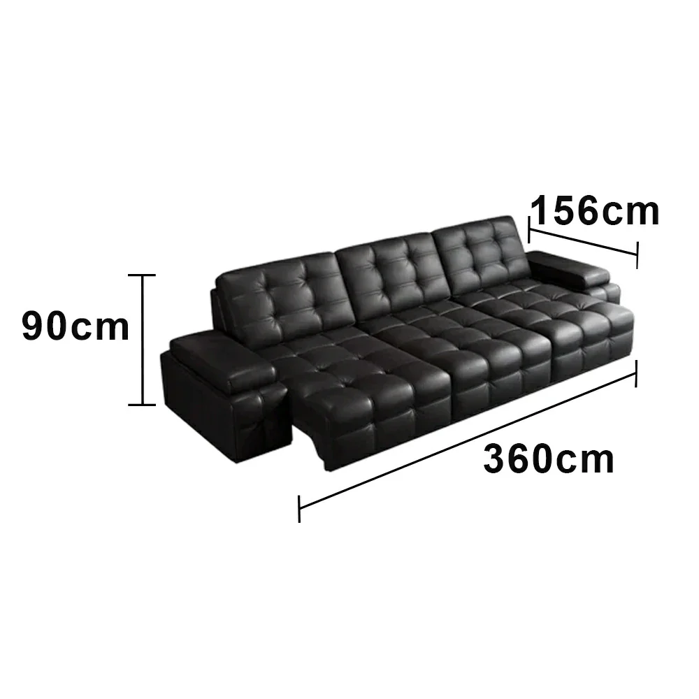 LUXORA 2.7/3.6m Triple Electric Recliner Sofa Zero-Wall Design Multi-Mode Adjustable Backrest Ergonomic Comfort Top-Grain Leather - Black - Image 6