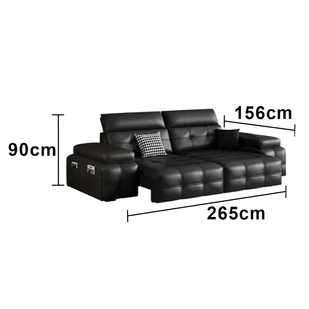 LUXORA 205/265cm 2-Seater Dual Electric Recliner Sofa Zero-Wall Design Multi-Mode Adjustable Backrest Ergonomic Comfort Top-Grain Leather - Black - Image 6