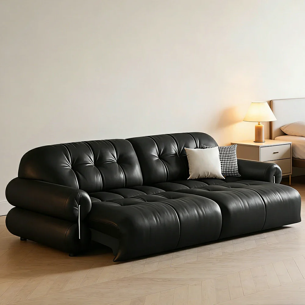 LUXORA 190/250cm 2-Seater Dual Electric Recliner Sofa Zero-Wall Design Multi-Mode Adjustable Backrest Ergonomic Comfort Top-Grain Leather - Black - Image 2