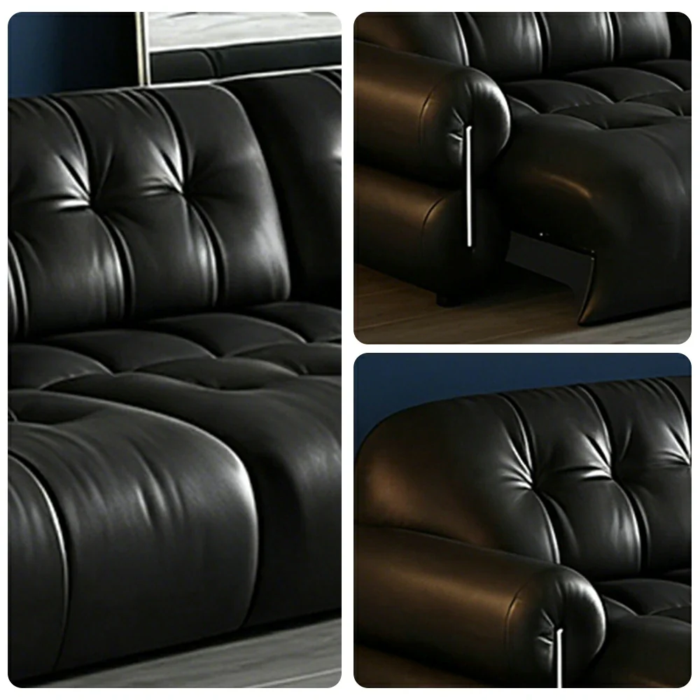 LUXORA 320/440cm 4-Seater Quad Electric Recliner Sofa Zero-Wall Design Multi-Mode Adjustable Backrest Ergonomic Comfort Top-Grain Leather - Black - Image 3