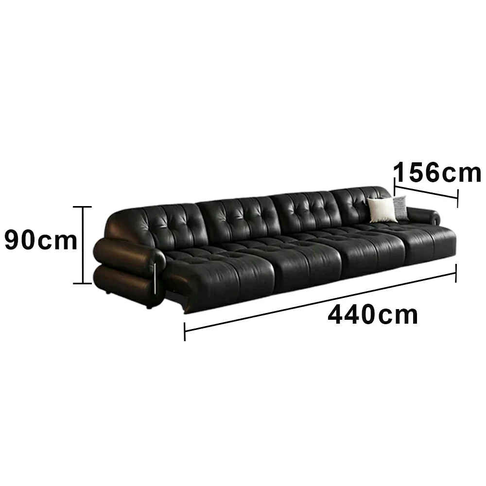 LUXORA 320/440cm 4-Seater Quad Electric Recliner Sofa Zero-Wall Design Multi-Mode Adjustable Backrest Ergonomic Comfort Top-Grain Leather - Black - Image 6