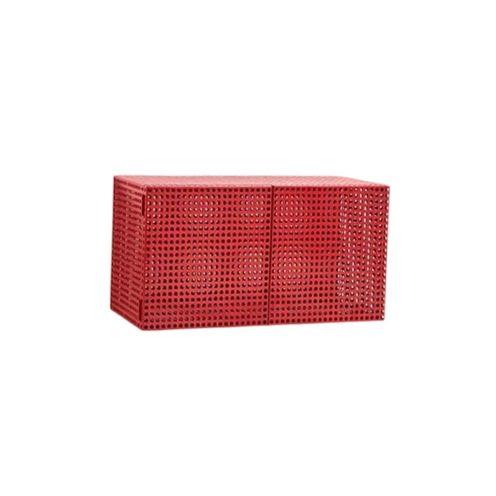 LUXORA Wall-Mounted Storage Cabinet - Magnetic Soft-Close System - Powder-Coated Steel Frame - Modern Perforated Mesh Design - Wine