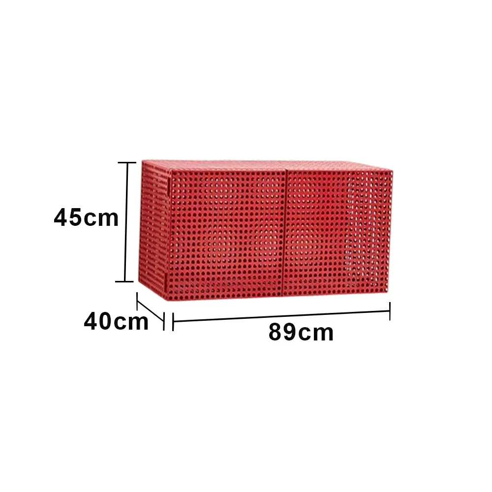 LUXORA Wall-Mounted Storage Cabinet - Magnetic Soft-Close System - Powder-Coated Steel Frame - Modern Perforated Mesh Design - Wine - Image 5