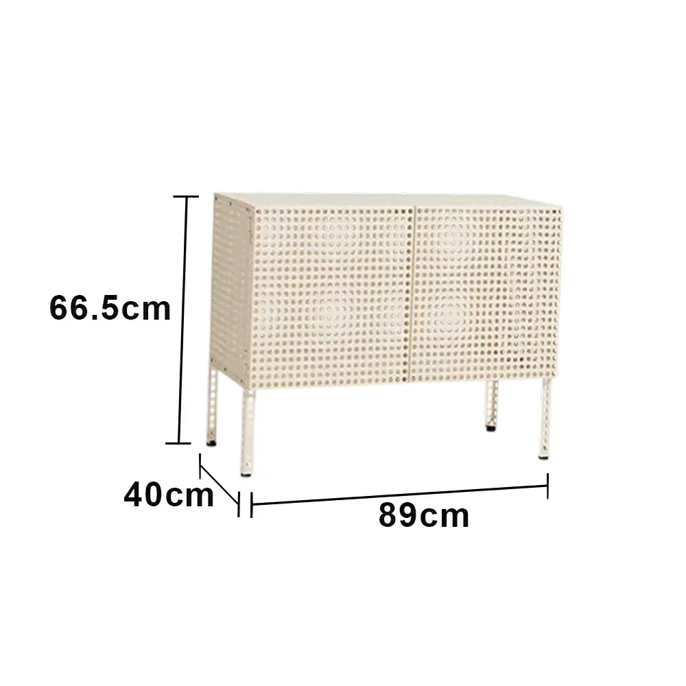 LUXORA Freestanding Storage Cabinet - Magnetic Soft-Close System - Powder-Coated Steel Frame - Modern Perforated Mesh Design - White - Image 5