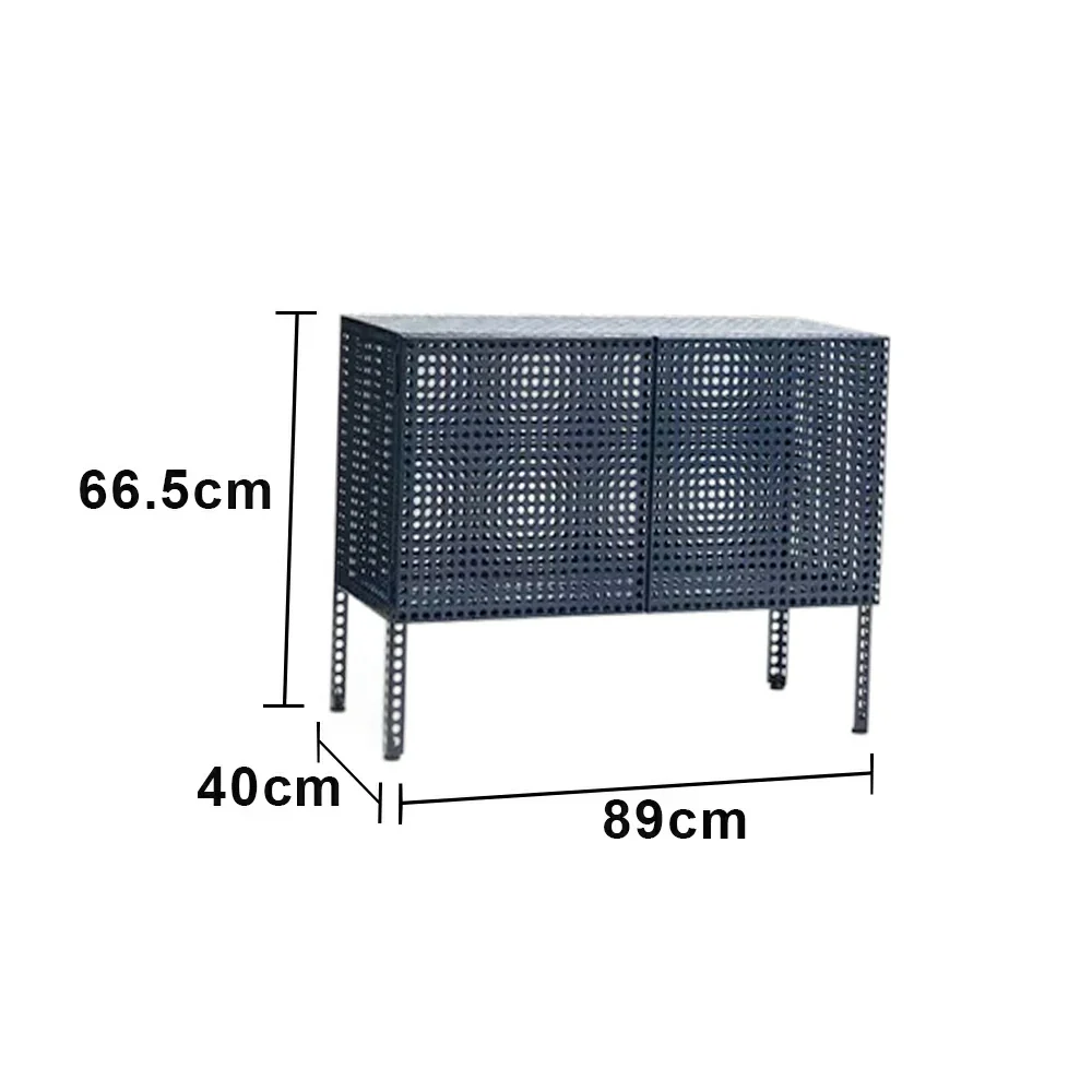 LUXORA Freestanding Storage Cabinet - Magnetic Soft-Close System - Powder-Coated Steel Frame - Modern Perforated Mesh Design - Blue - Image 5
