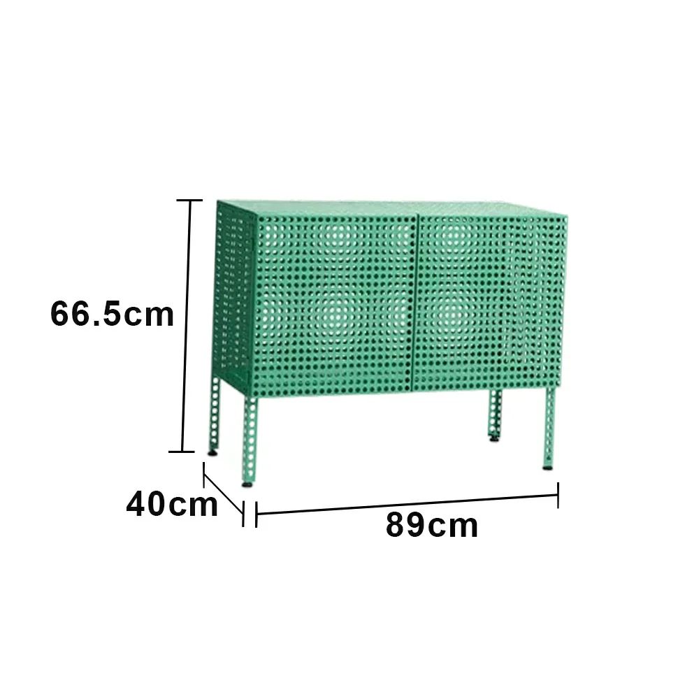 LUXORA Freestanding Storage Cabinet - Magnetic Soft-Close System - Powder-Coated Steel Frame - Modern Perforated Mesh Design - Green - Image 5