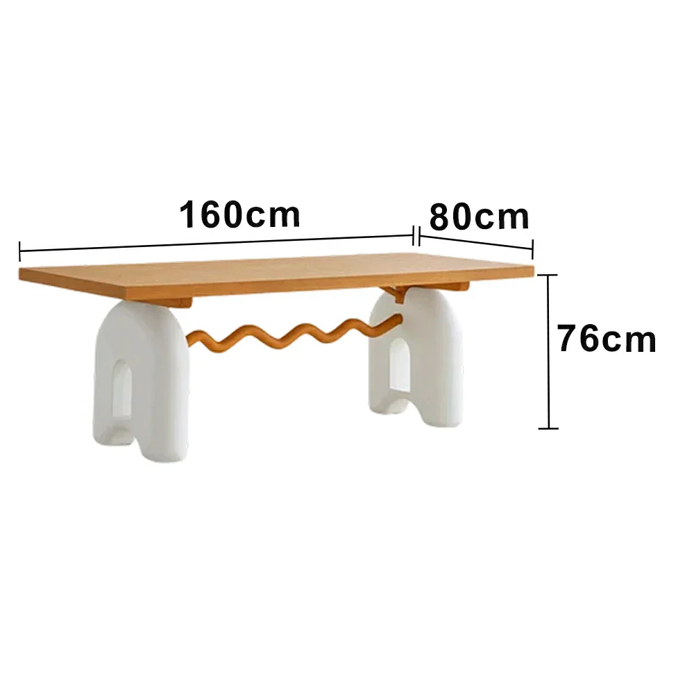 LUXORA 140/160cm Solid Wood Dining Table - French Cream Vintage Design, Sculptural Legs with Wave Crossbar, Stable Designer Table for Dining Spaces - Natural & White - Image 6