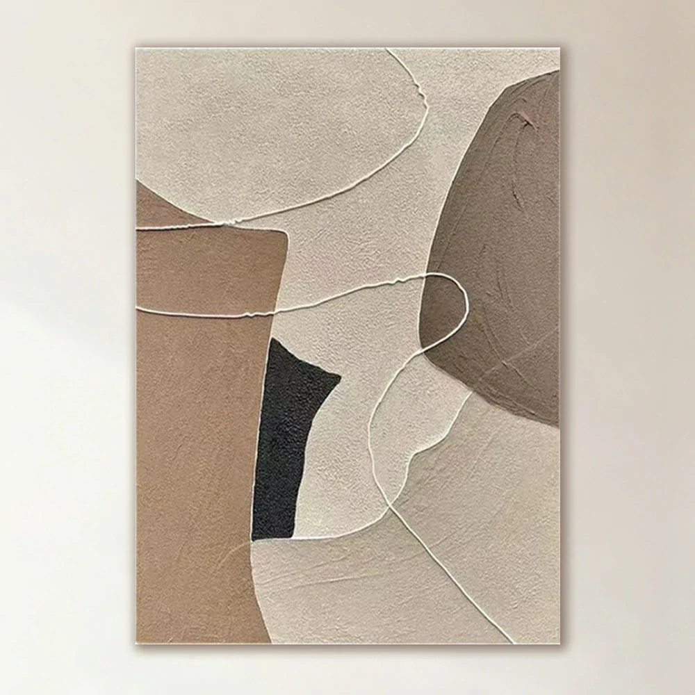 LUXORA Hand-Painted Oil Painting 70/100/140cm - Neutral Abstract Canvas Art with Layered Texture and Gentle Balance to Enhance Calm, Stylish Home Interiors - Image 2