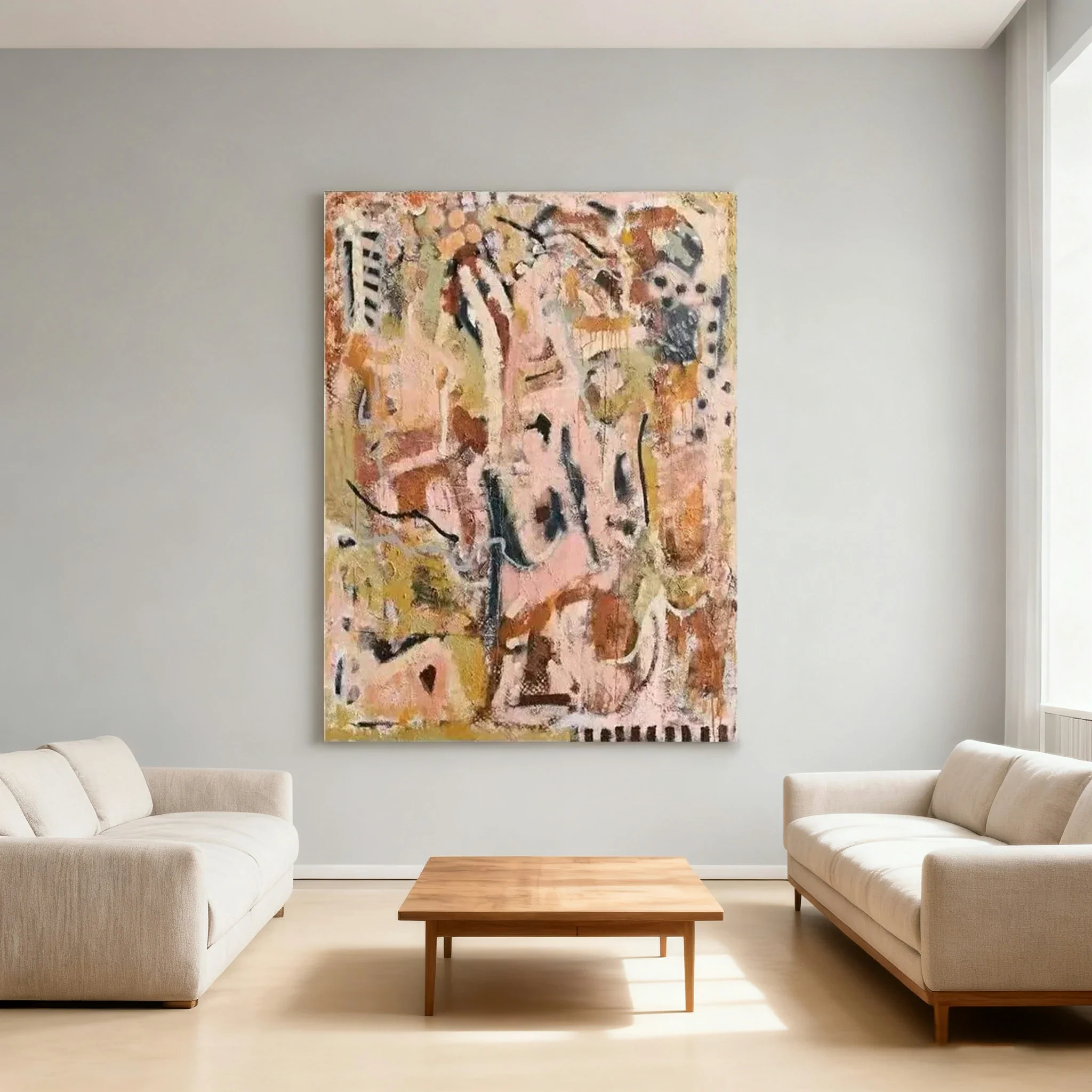 LUXORA Hand-Painted Oil Painting 70/100/140cm - Elegant Hand-Painted Wall Art with Clean Lines and Balanced Form, Ideal for Modern and Minimalist Home Interiors - Image 4