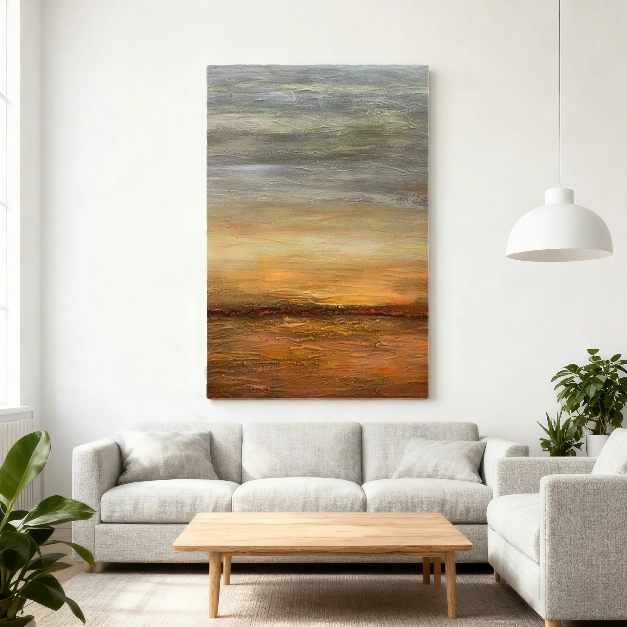 LUXORA Hand-Painted Oil Painting 70/100/140cm Warm Earth-Tone Abstract Canvas Ideal for Contemporary Living Rooms Seeking Natural, Calm, and Cozy Interior Atmosphere - Image 2