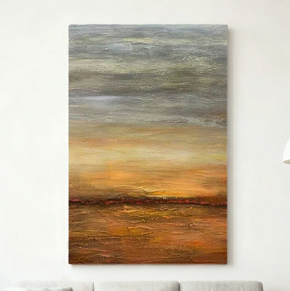 LUXORA Hand-Painted Oil Painting 70/100/140cm Warm Earth-Tone Abstract Canvas Ideal for Contemporary Living Rooms Seeking Natural, Calm, and Cozy Interior Atmosphere - Image 3