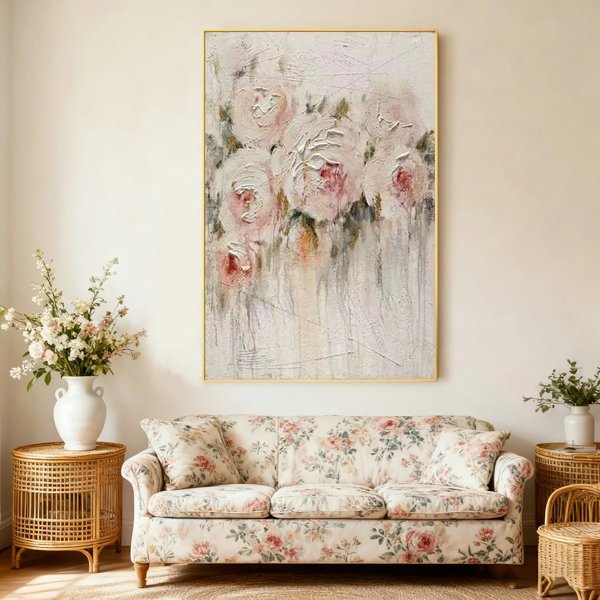 LUXORA Hand-Painted Oil Painting 70/100/140cm Soft Brushstroke Abstract Canvas for Bedrooms, Living Rooms, and Minimalist Interiors Seeking Calm and Balanced Visual Style - Image 4