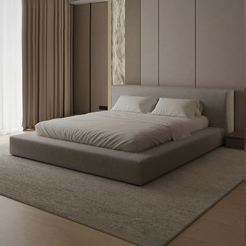 LUXORA Upholstered Bed Frame 150/180cm Solid Larch Wood with Steel Slat Support, Soft Padded Edges & Anti-Slip Mattress Fit - Grey - Image 4