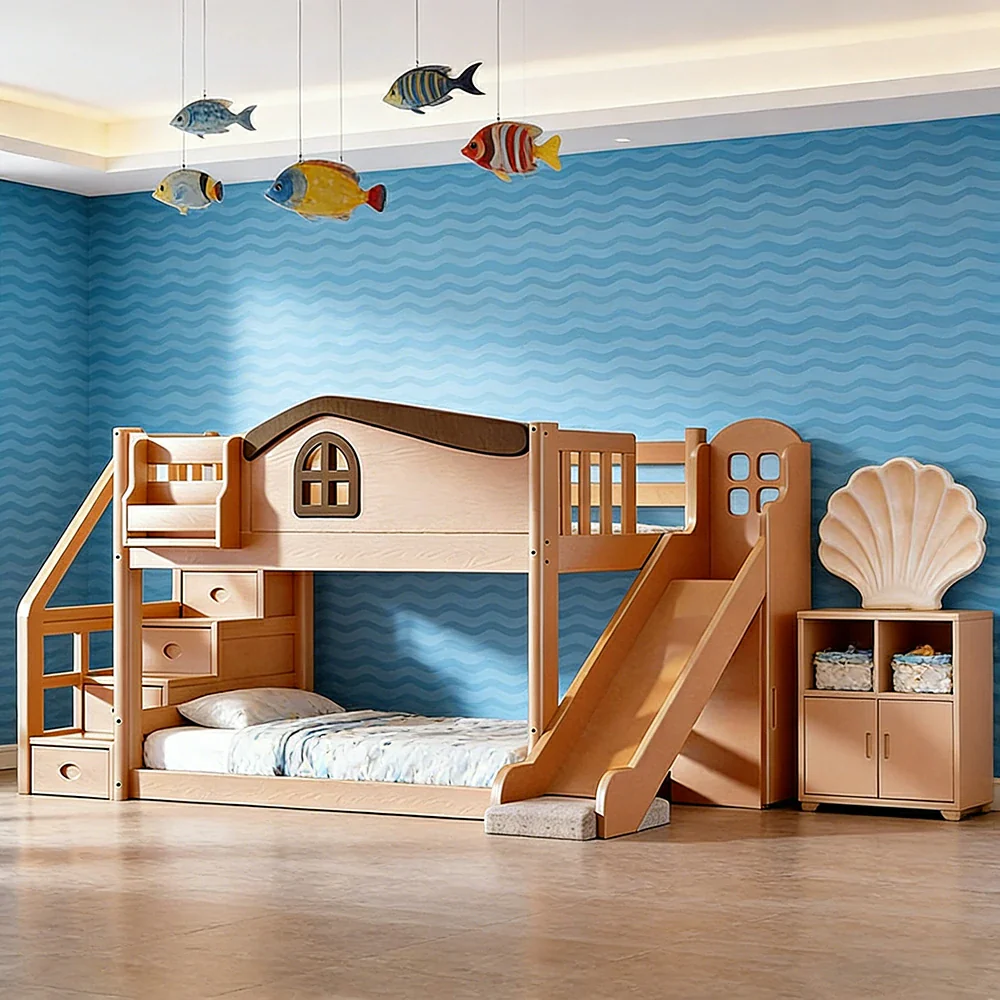 LUXORA 120/135/150cm Kids Slide & Storage Stair Bed - Multi-Function Storage System, Solid Wood Frame, Stair Drawer Storage Design - Wood - Image 2