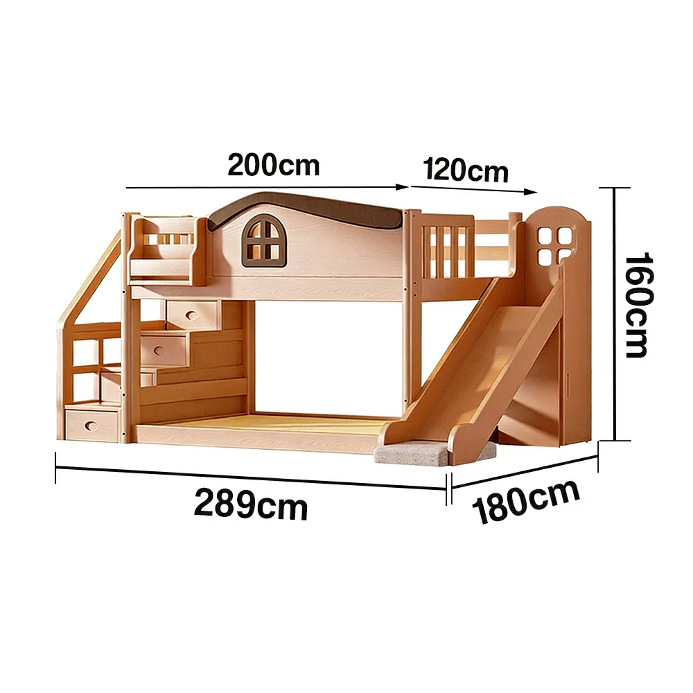 LUXORA 120/135/150cm Kids Slide & Storage Stair Bed - Multi-Function Storage System, Solid Wood Frame, Stair Drawer Storage Design - Wood - Image 5