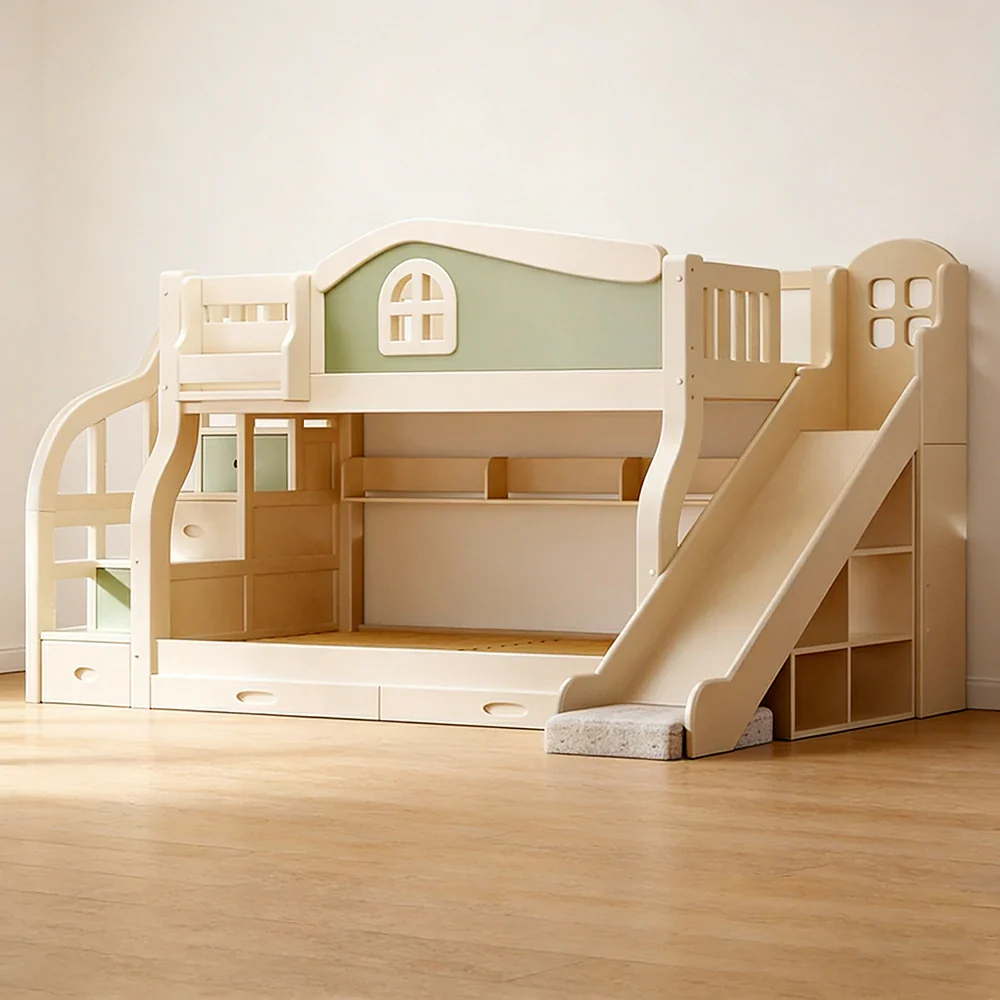 LUXORA 120/135/150cm Kids Slide & Storage Stair Bed - Play & Sleep Combo, Solid Wood Frame, Fun and Storage in One - Green - Image 4