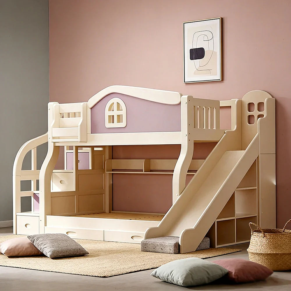 LUXORA 120/135/150cm Kids Slide & Storage Stair Bed - Play & Sleep Combo, Solid Wood Frame, Fun and Storage in One - Purple - Image 2