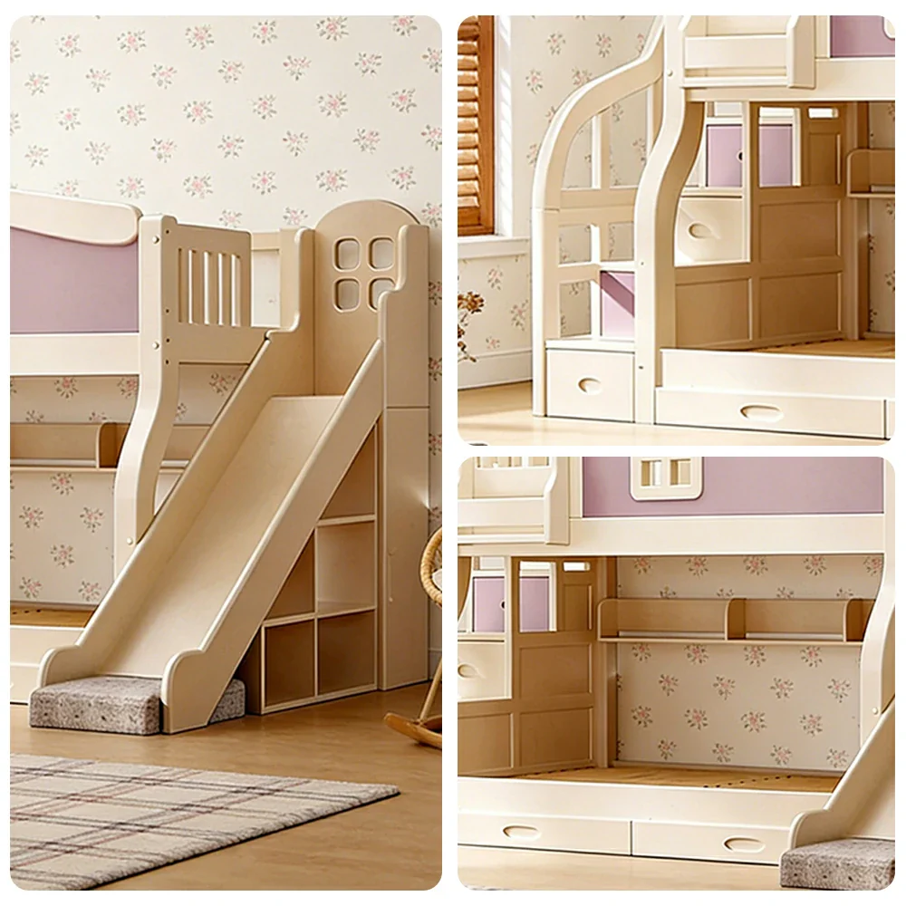 LUXORA 120/135/150cm Kids Slide & Storage Stair Bed - Play & Sleep Combo, Solid Wood Frame, Fun and Storage in One - Purple - Image 3