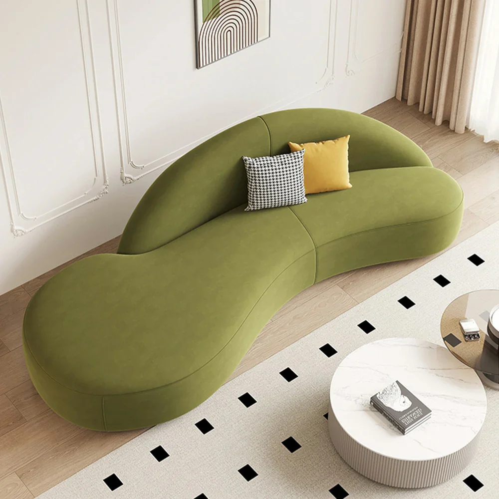 LIVARA 220cm Sofa Matte Velvet Upholstered, Waterproof, Easy-to-Clean, Ergonomic Curved Design, High-Density Sponge - Green - Image 2