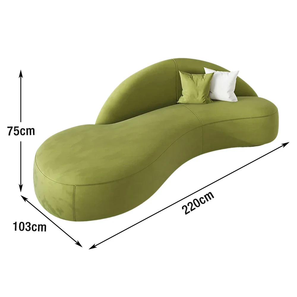 LIVARA 220cm Sofa Matte Velvet Upholstered, Waterproof, Easy-to-Clean, Ergonomic Curved Design, High-Density Sponge - Green - Image 5