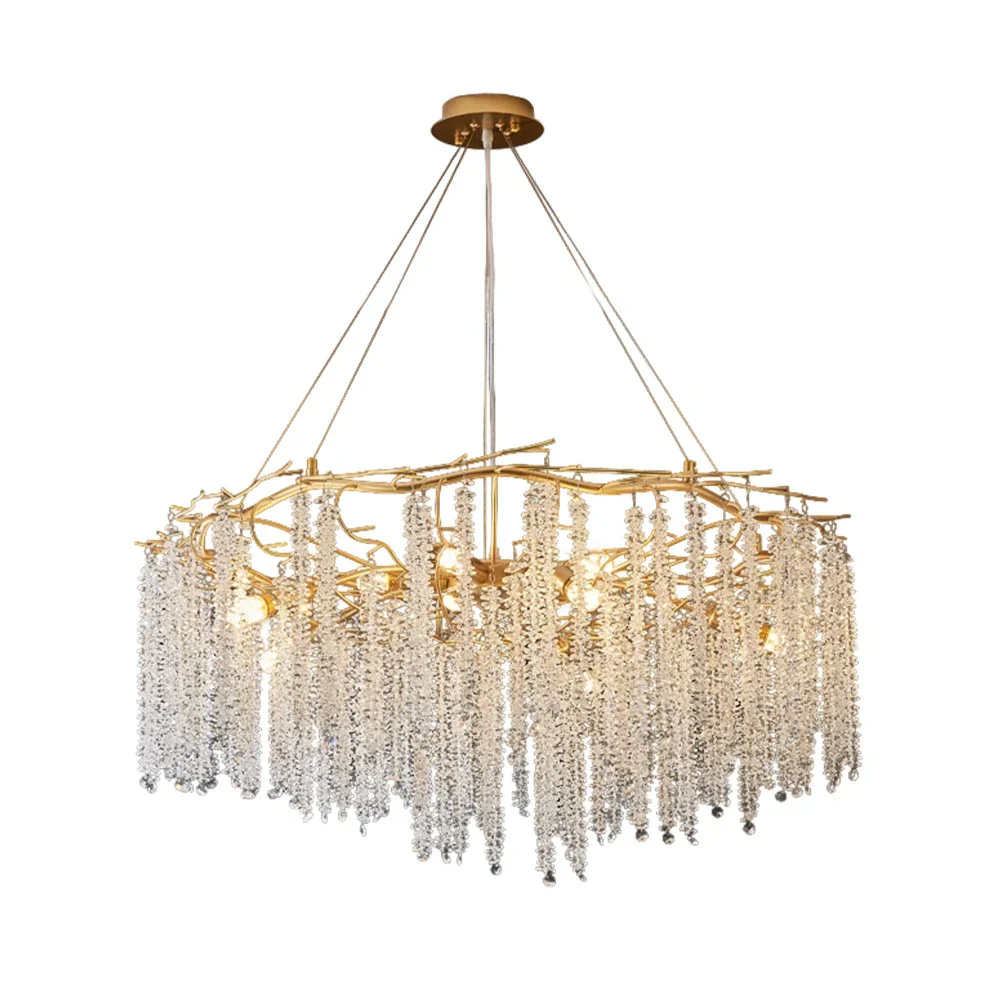 LIVARA Crystal Tassel Chandelier 6/8/10-Head LED Pendant Light, Gold Iron Frame & E14 Lamp Holder for Living Room Bedroom Dining Room - Image 11