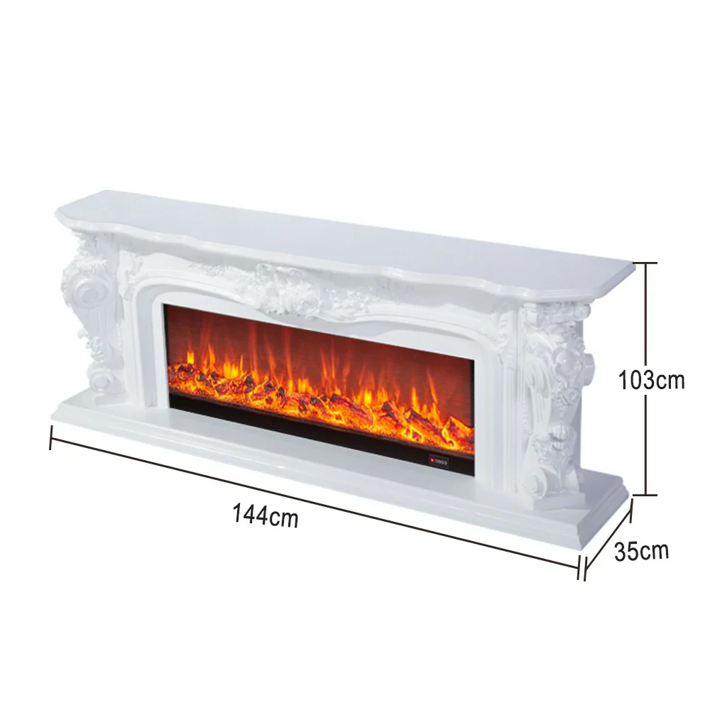 LIVARA 610 Electric Fireplace TV Stand - White Solid Wood, Remote Control, 3D Flame, Decorative or Heating Core Options 12W/750–1500W - Image 5
