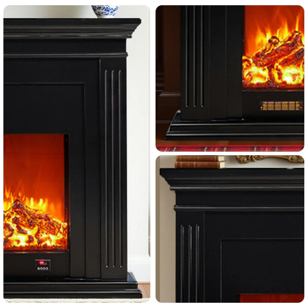 LIVARA 701 Solid Wood Electric Fireplace TV Console - 3D Flame Effect, Remote Control, Choice of 12W Decorative Core or 750–1500W Heating Core - Black - Image 8