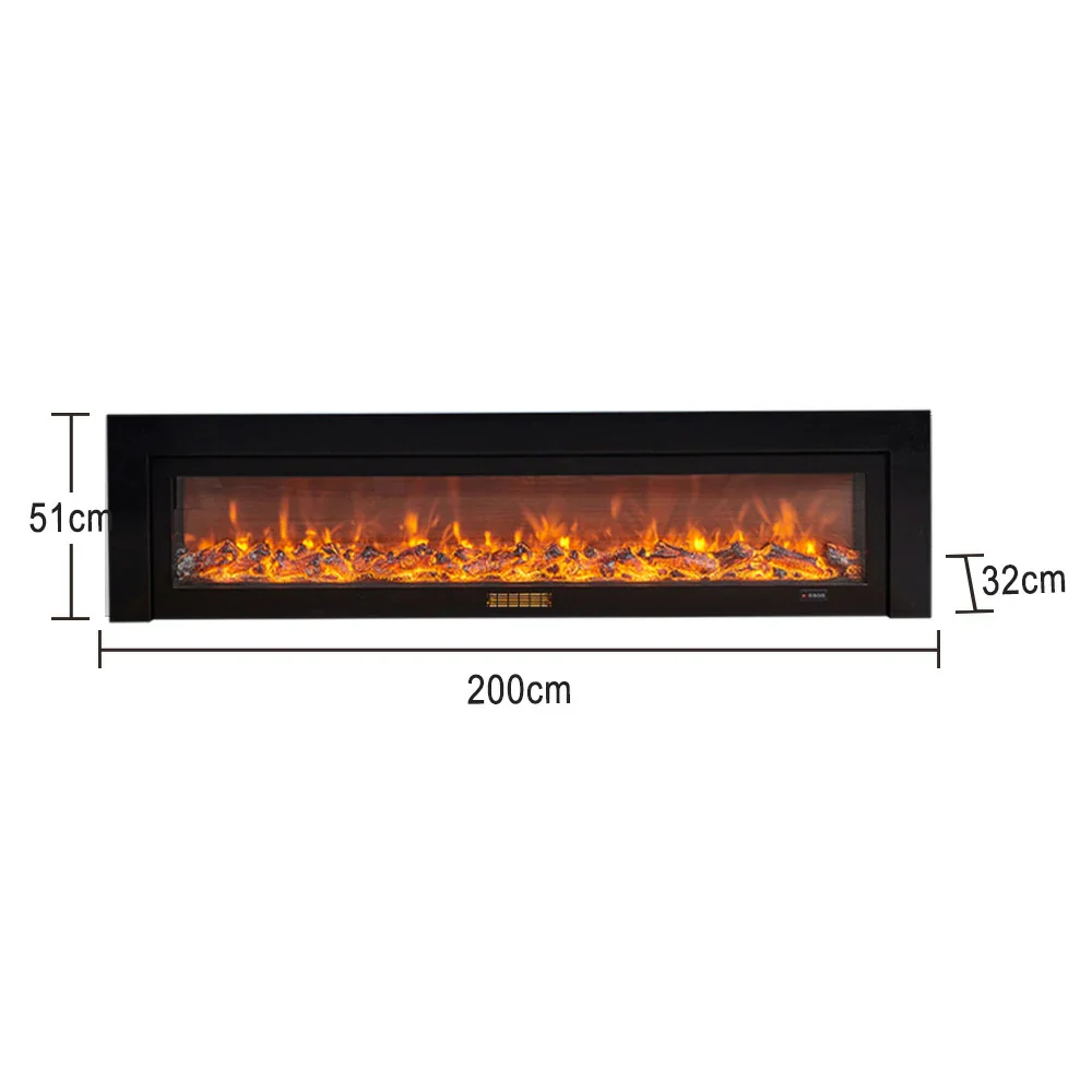 LIVARA 711 Electric Fireplace TV Cabinet - White Solid Wood Frame, 3D Flame Effect, Dual Core Options 12W/750–1500W, 180/200cm - Black - Image 20