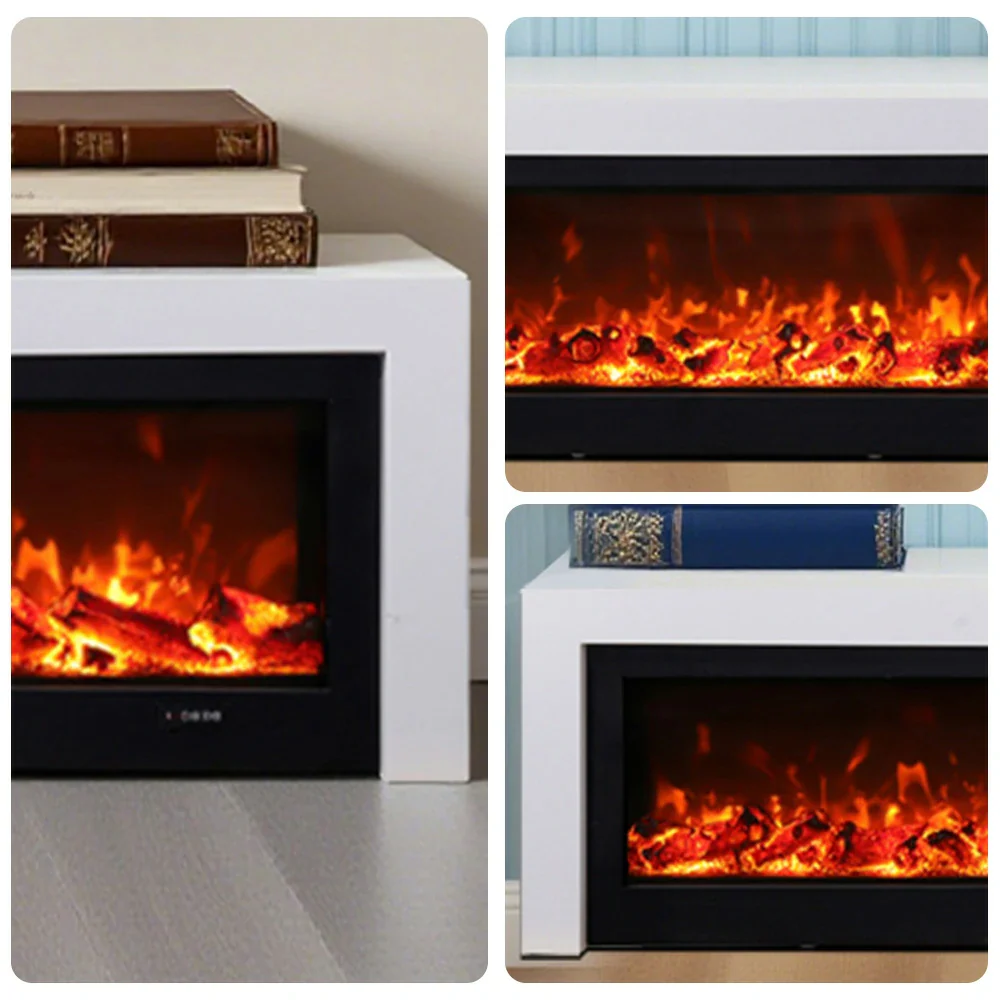 LIVARA 711 Electric Fireplace TV Cabinet - White Solid Wood Frame, 3D Flame Effect, Dual Core Options 12W/750–1500W, 180/200cm - White - Image 13