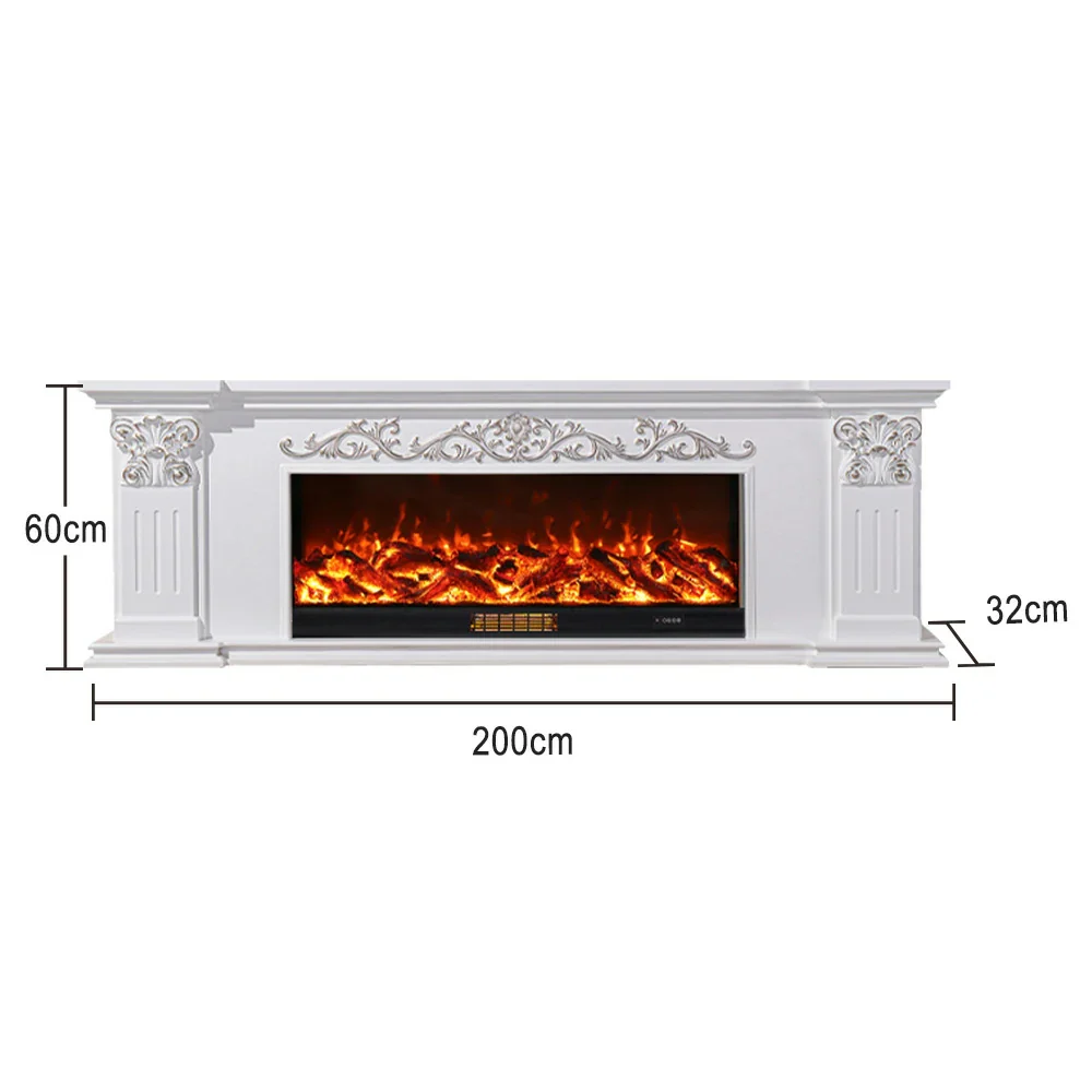 LIVARA 712 Electric Fireplace TV Cabinet – White Solid Wood Frame, 3D Flame Effect, Dual Core Options 12W/750–1500W, Remote Control, Low-Noise Design - Image 10