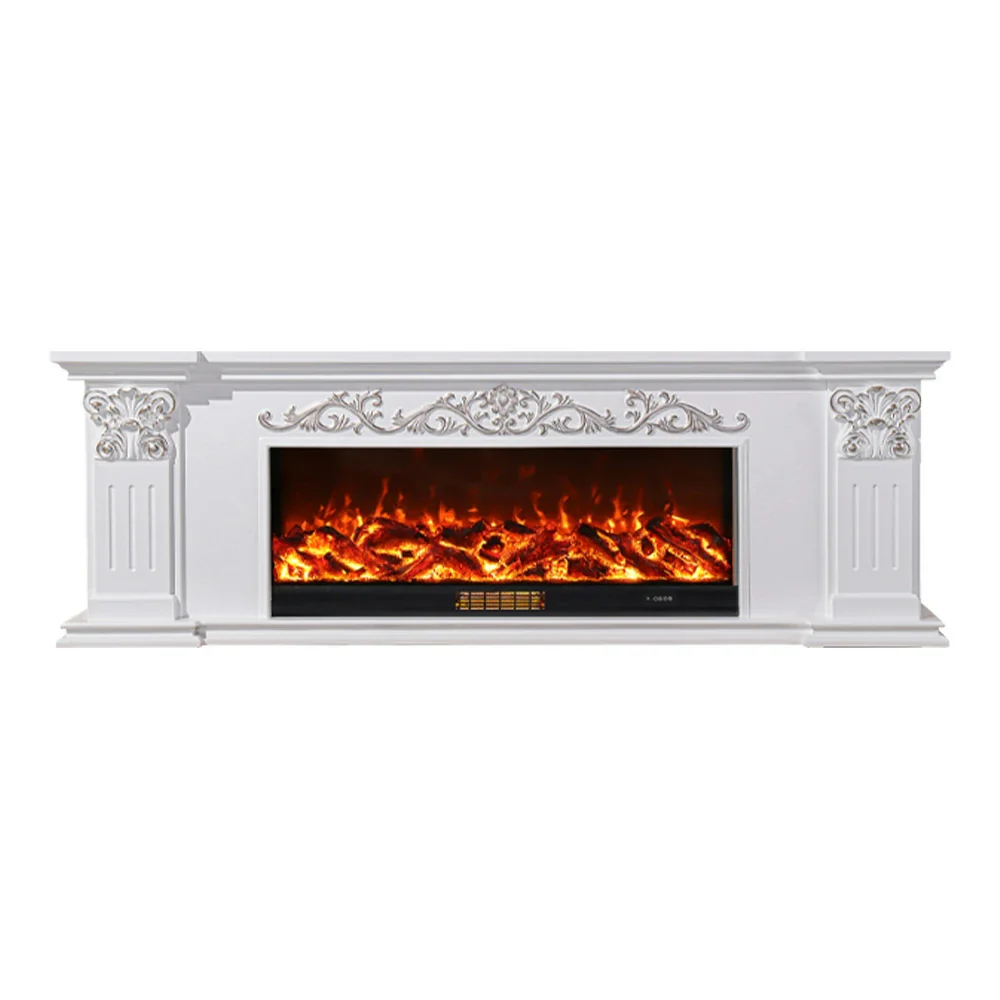 LIVARA 712 Electric Fireplace TV Cabinet – White Solid Wood Frame, 3D Flame Effect, Dual Core Options 12W/750–1500W, Remote Control, Low-Noise Design - Image 6