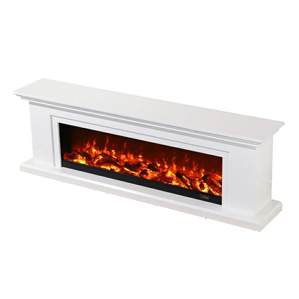 LIVARA 713 Electric Fireplace TV Console – Solid Wood Frame, 3D Flame Effect, Remote Control, Dual Core Options 12W/750–1500W - White