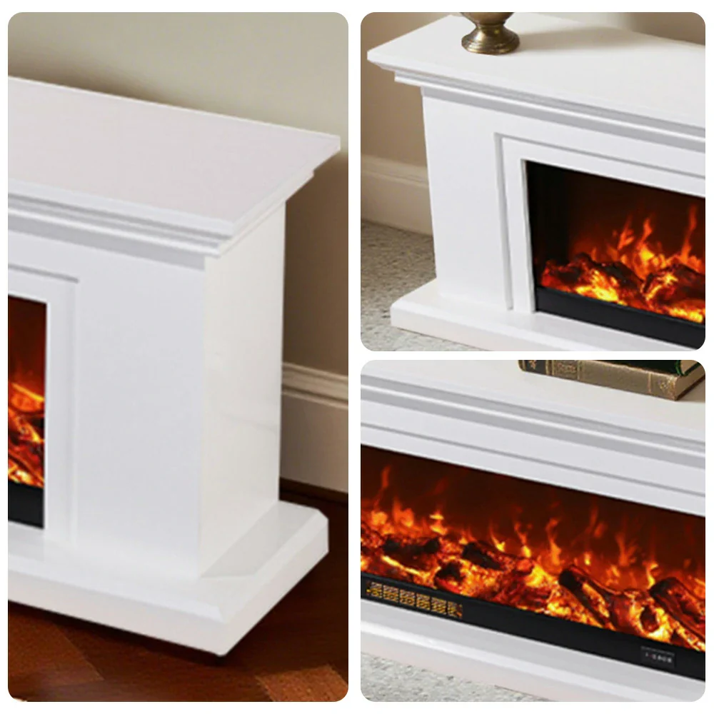 LIVARA 713 Electric Fireplace TV Console – Solid Wood Frame, 3D Flame Effect, Remote Control, Dual Core Options 12W/750–1500W - White - Image 10