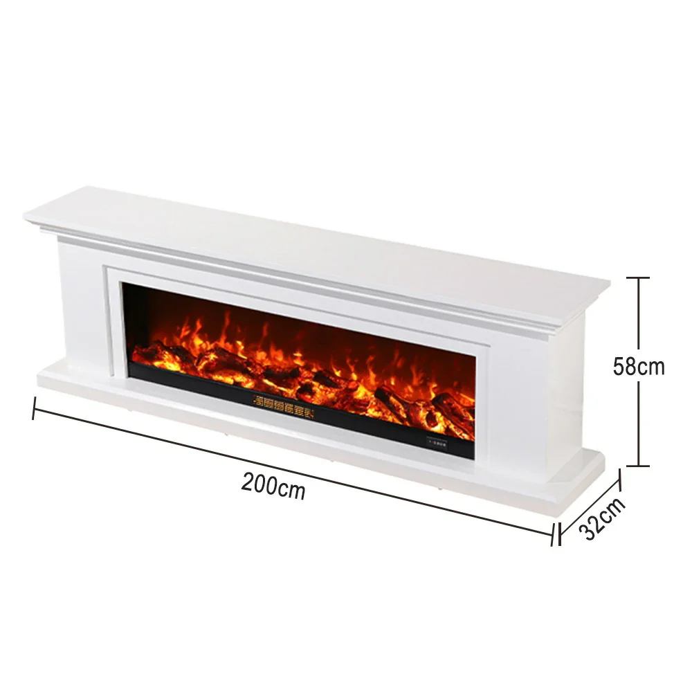 LIVARA 713 Electric Fireplace TV Console – Solid Wood Frame, 3D Flame Effect, Remote Control, Dual Core Options 12W/750–1500W - White - Image 14